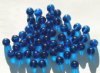 50 8mm Round Transparent Dark Aqua Glass Beads